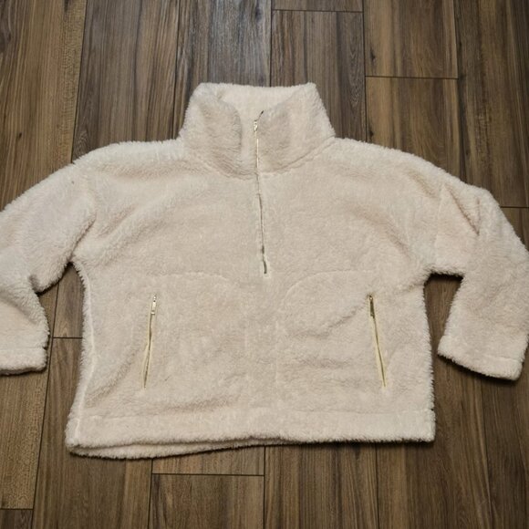 WOMENS TOMMY HILFIGER 1/4 ZIP SHERPA FAUX FUR SUPER SOFT SWEATER LARGE EUC (846) - Picture 1 of 6